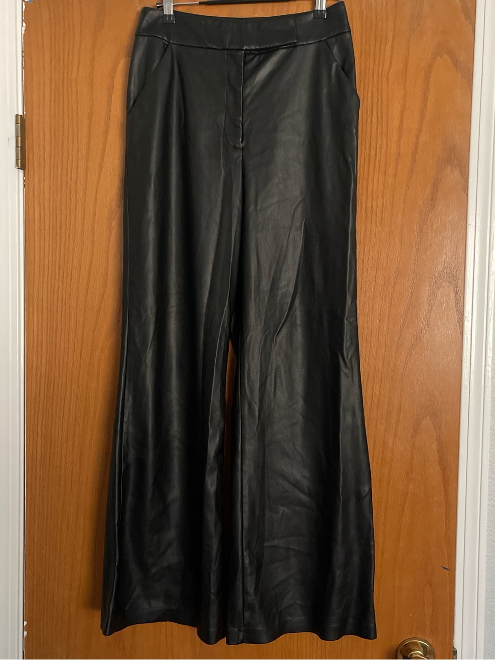 Express Black Faux Leather Wide-Leg Pants
